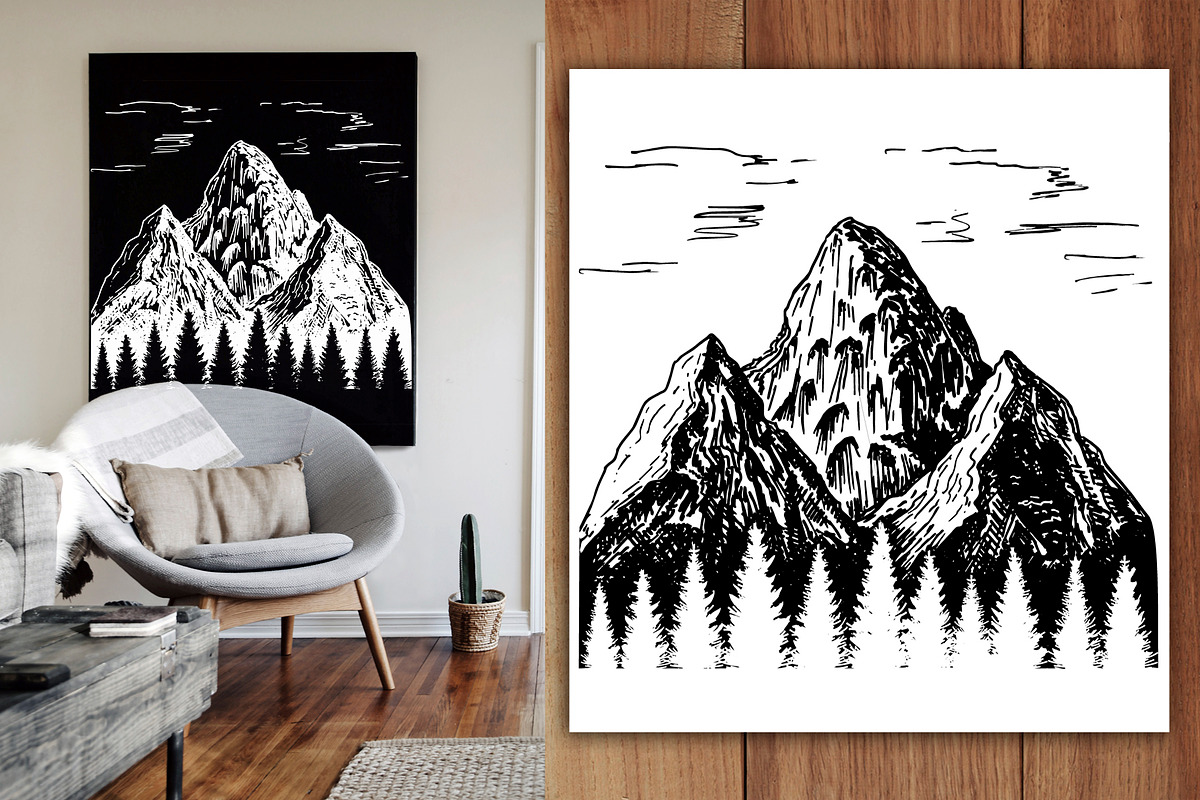 Mountains and trees sketch, an Object Graphic by Live line (Photo 6 of 6)