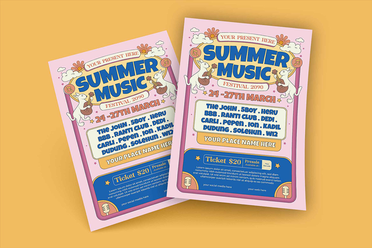 Pink Summer Music Festival Flyer, a Flyer Template by megarez (Photo 3 of 3)
