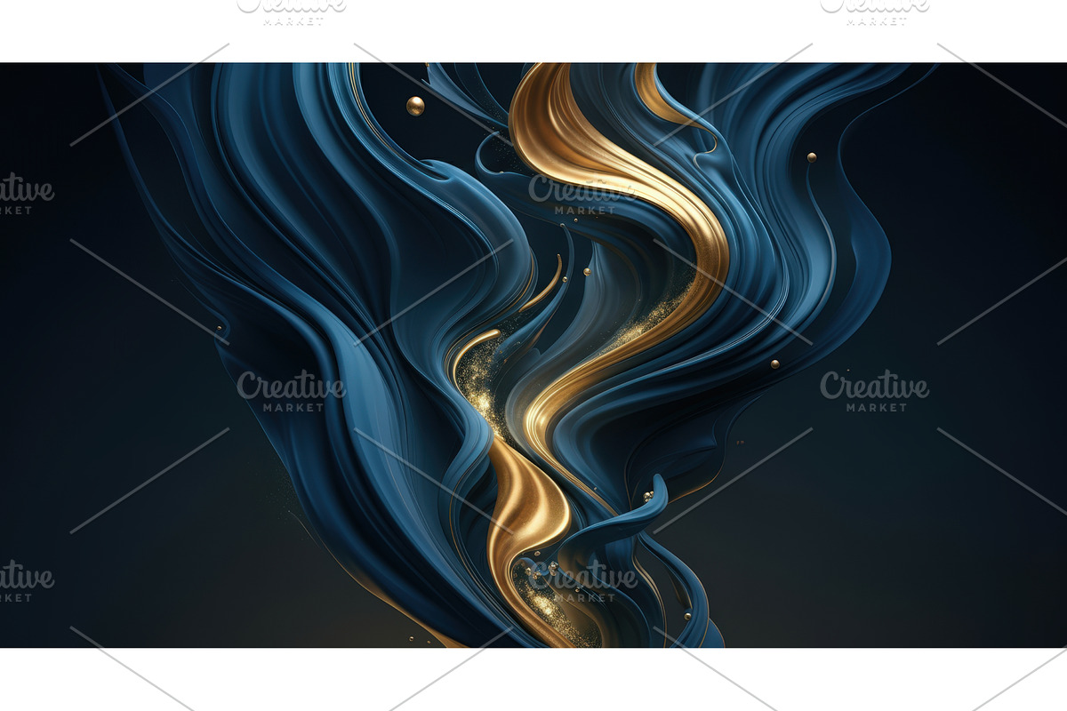 Abstract flowing blue and gold wave, an Illustration by tilialucida