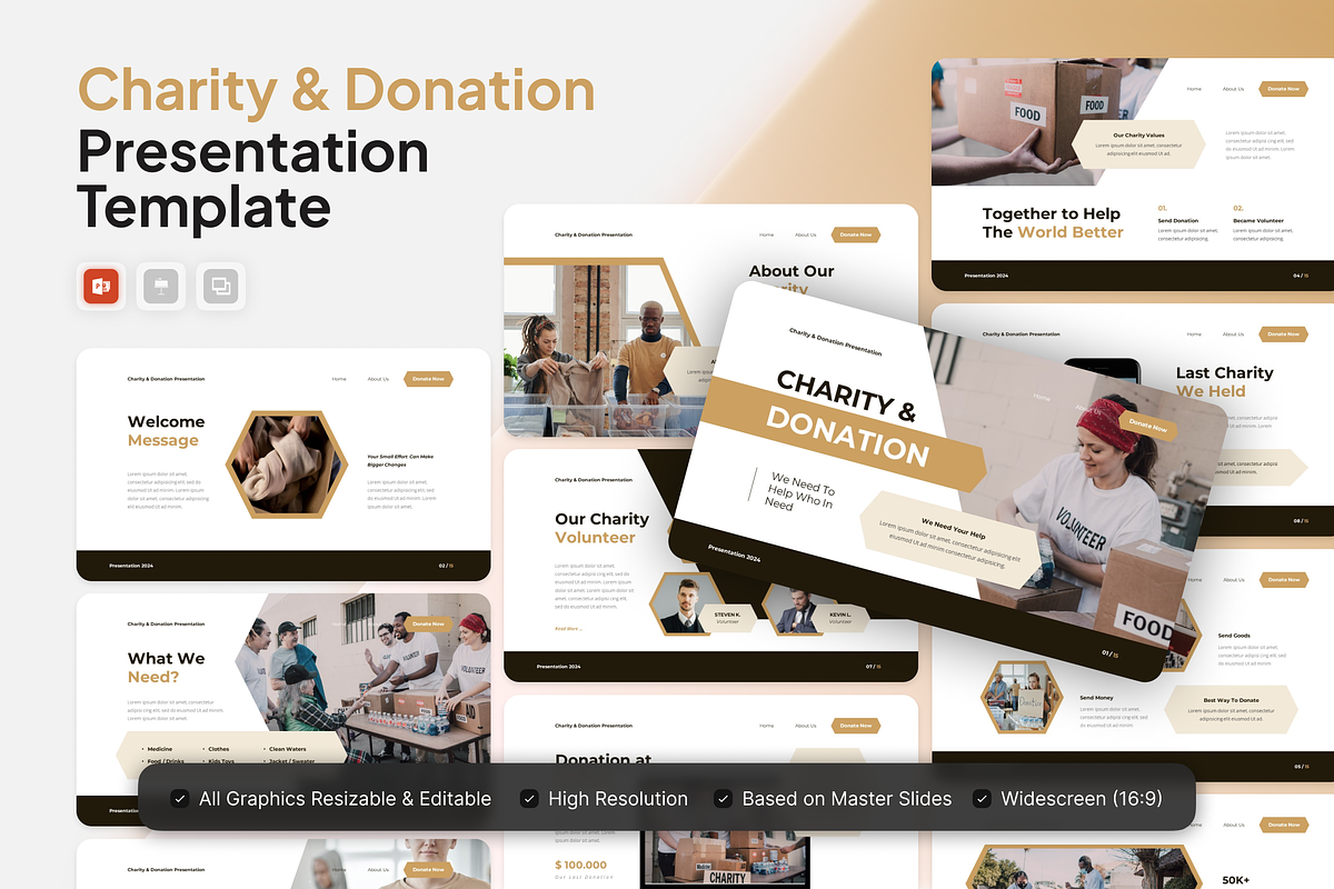 Charity & Donation PowerPoint, a Presentation Template by Annora Studio (Photo 1 of 5)