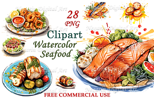 Watercolor Seafood Clipart