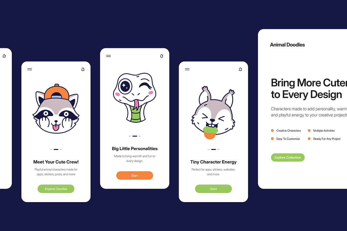 95 Cute Animal Hand-drawn Doodles, an Emoji Icon by Brickclay (Photo 5 of 11)