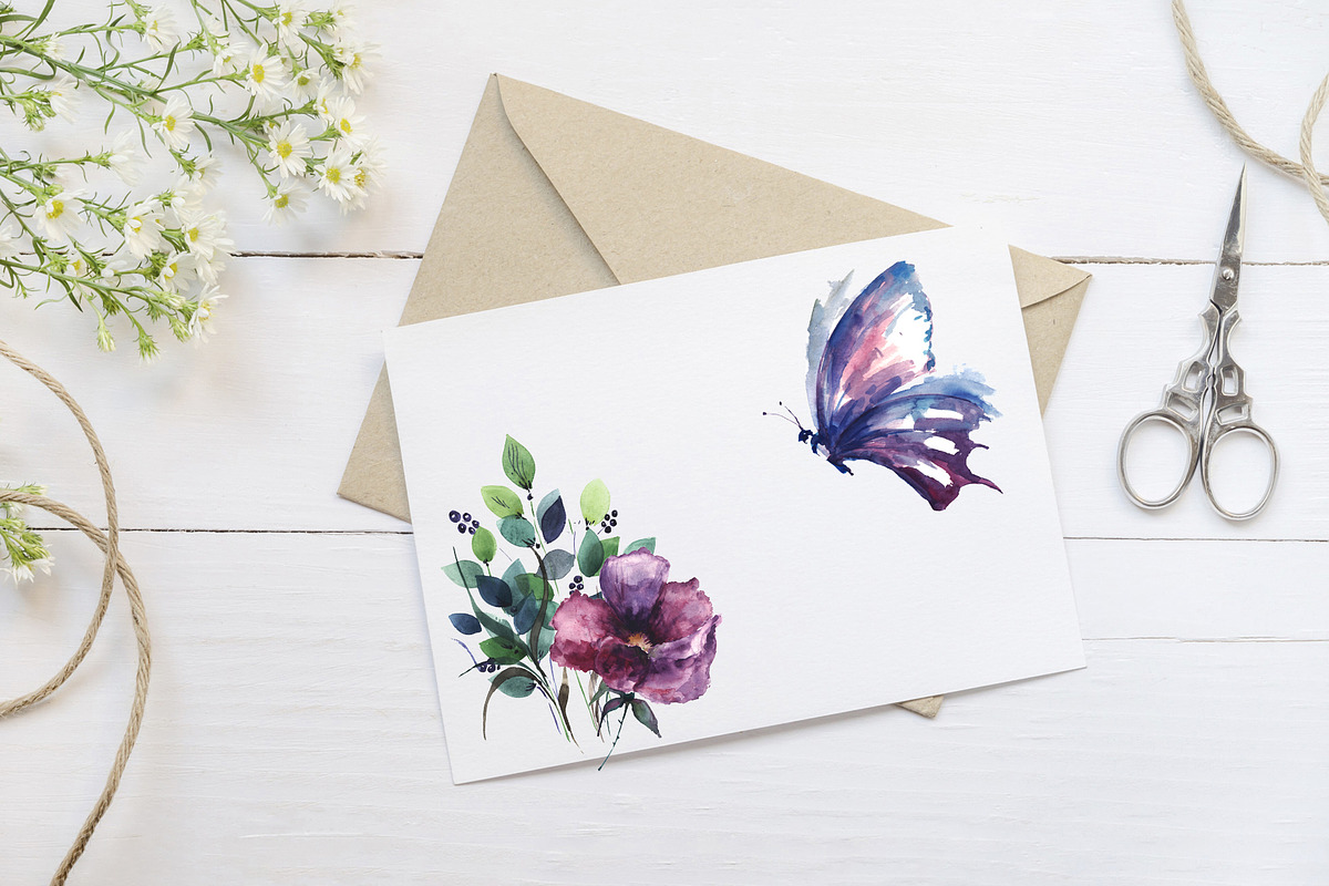 Watercolor set. Flower meadow, bee,, an Illustration by ElliaArt (Photo 3 of 8)