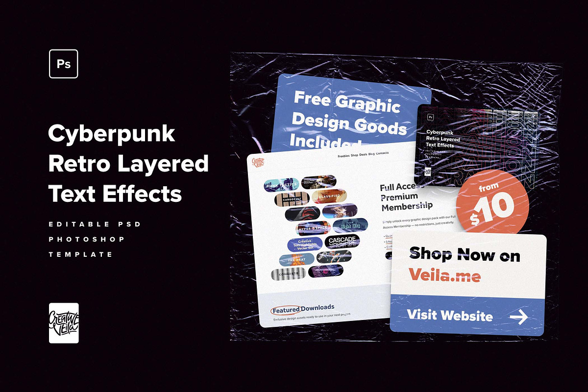 Cyberpunk Retro Layered Text Effects, a Brushes & More by veila.me (Photo 9 of 9)