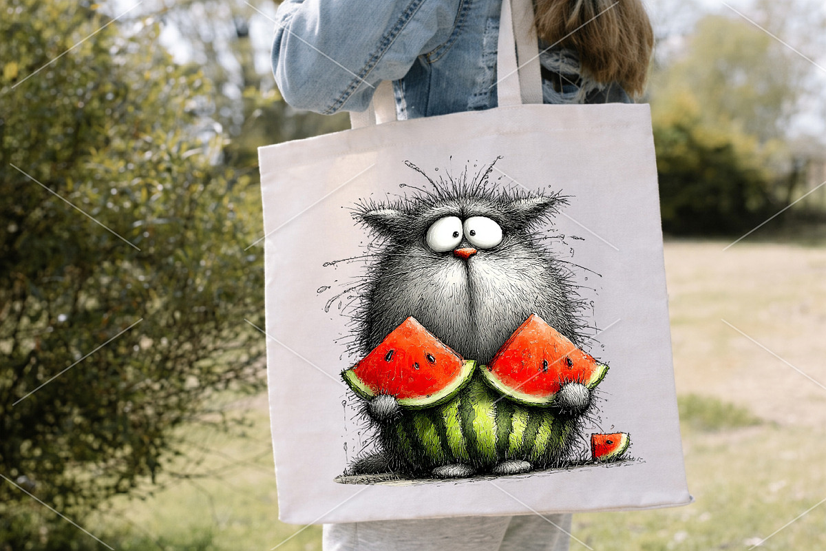 Summer Cat Enjoy Watermelon Clipart, a Seasonal Illustration by Canvas Craft (Photo 6 of 7)