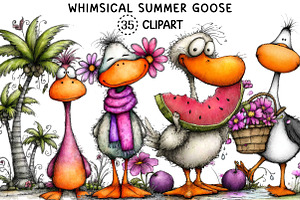 Whimsical Summer Goose Clipart, an Animal Illustration by Creative Art