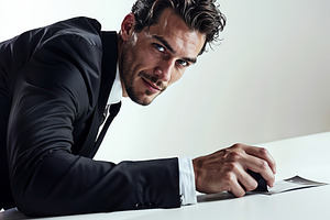 Suave Man in Tailored Black Suit, a Person Photo by Hamza067