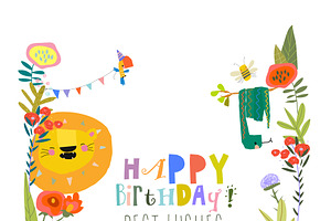 Animals celebrating Birthday, an Animal Illustration by Maria Starus