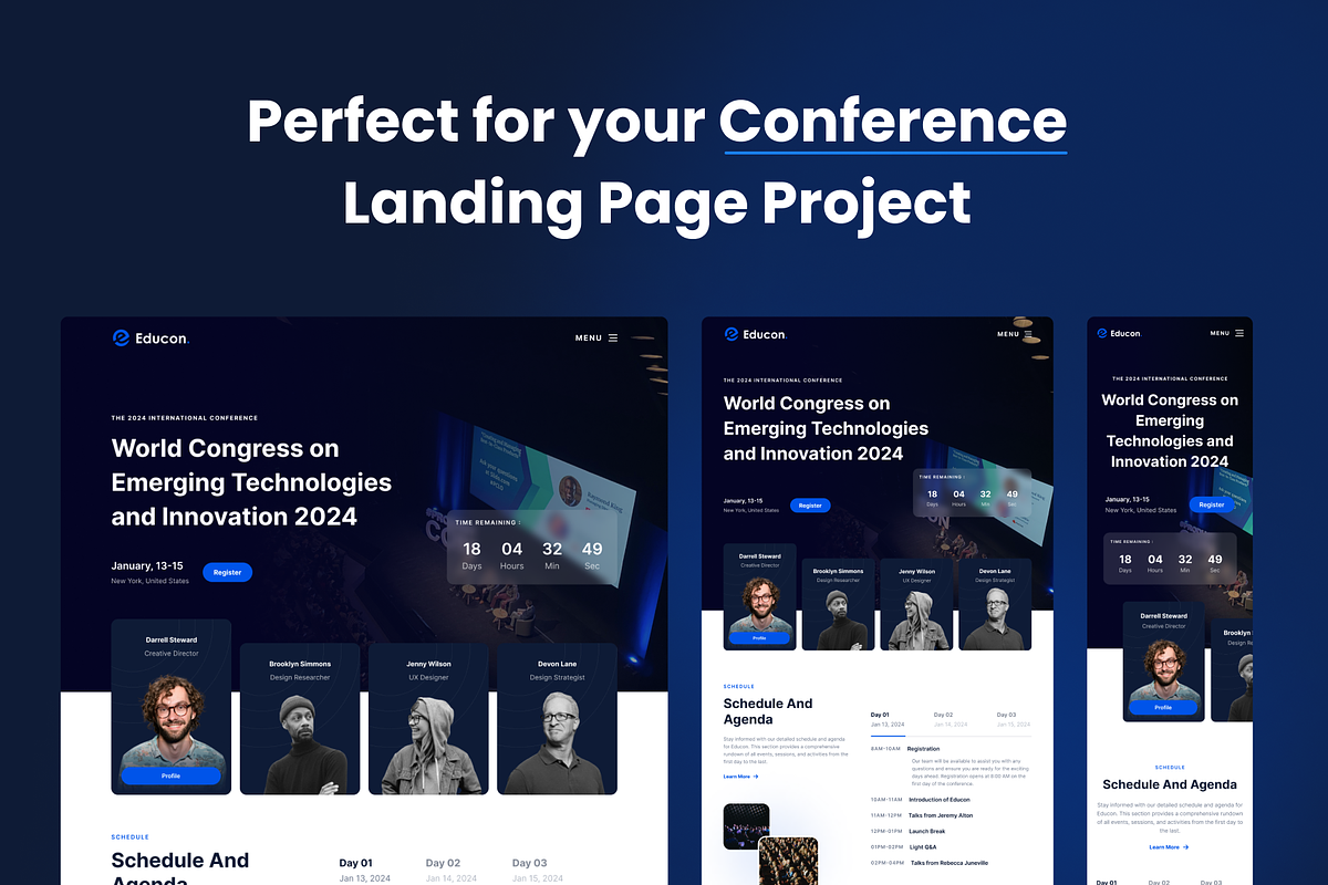 Educon - Framer Template Conference, a Landing Page Template by Agensip Design Agency (Photo 7 of 8)