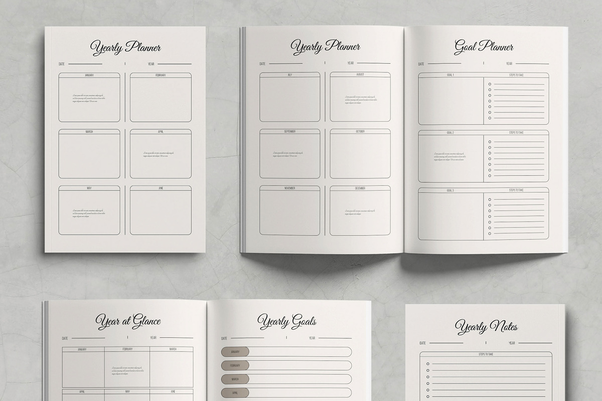 Yearly Planner Template Layout, a Stationery Template by MightyDesign (Photo 2 of 6)
