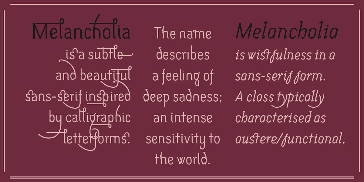 Melancholia, a Sans Serif Font by Barnbrook Fonts (Photo 2 of 6)