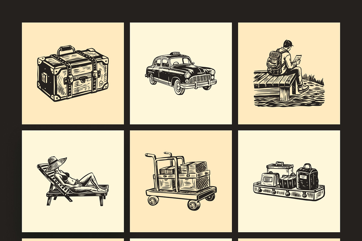 Vintage Travel Illustration Set, a Transportation Illustration by Prosymbols (Photo 8 of 10)