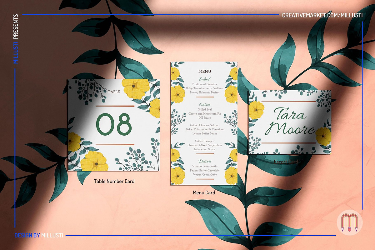 Foliage Wedding Invitation Suite Set, an Invitation Template by Millusti (Photo 3 of 10)