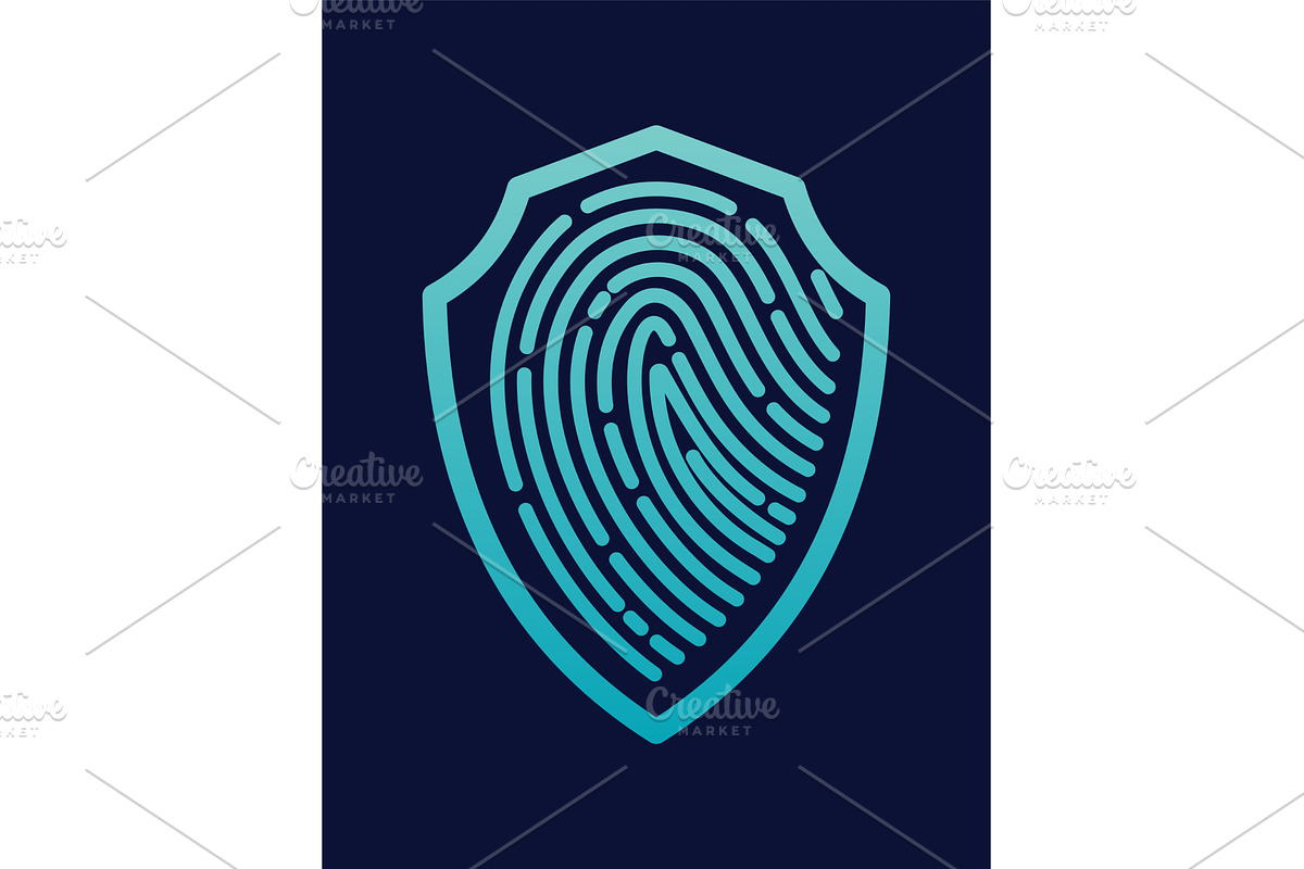 Secure shield fingerprint, a Technology Illustration by Things for designers