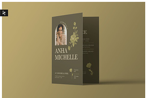 Green Floral Funeral Program, a Brochure Template by Neermana