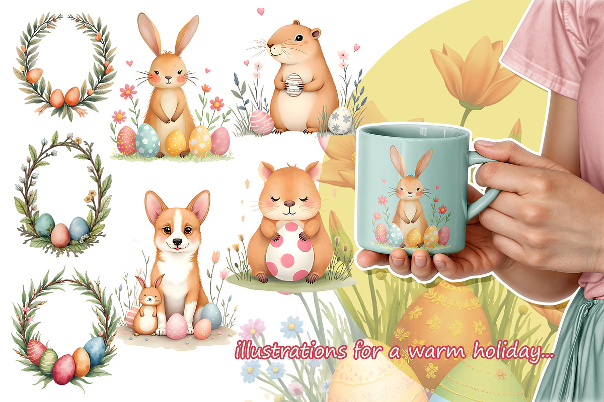 Happy Easter Clipart Collection, an Animal Illustration by AG Mockups (Photo 4 of 7)