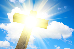 Cross on blue sky