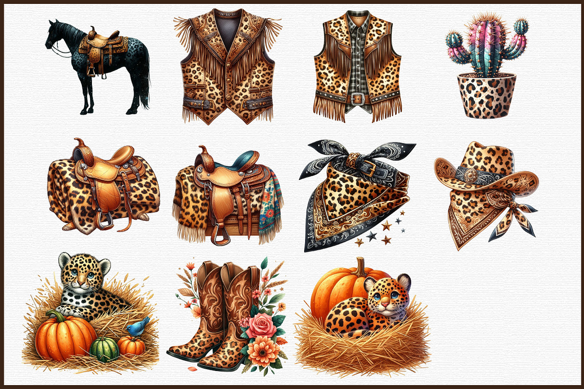 Leopard Western Fall Clipart, an Illustration by Sublimation Artist (Photo 3 of 6)