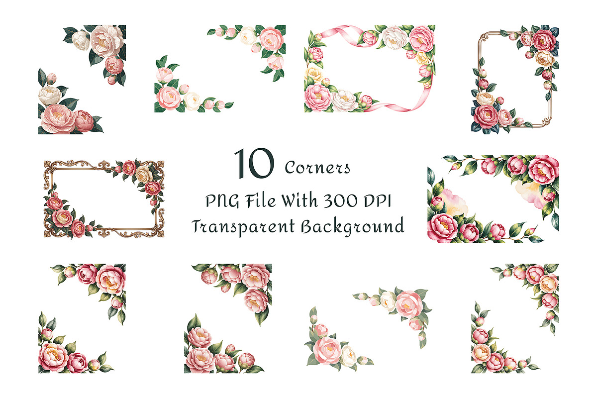Camellia Watercolor Floral Clipart, a Decorative Illustration by ForhadGFX (Photo 9 of 14)