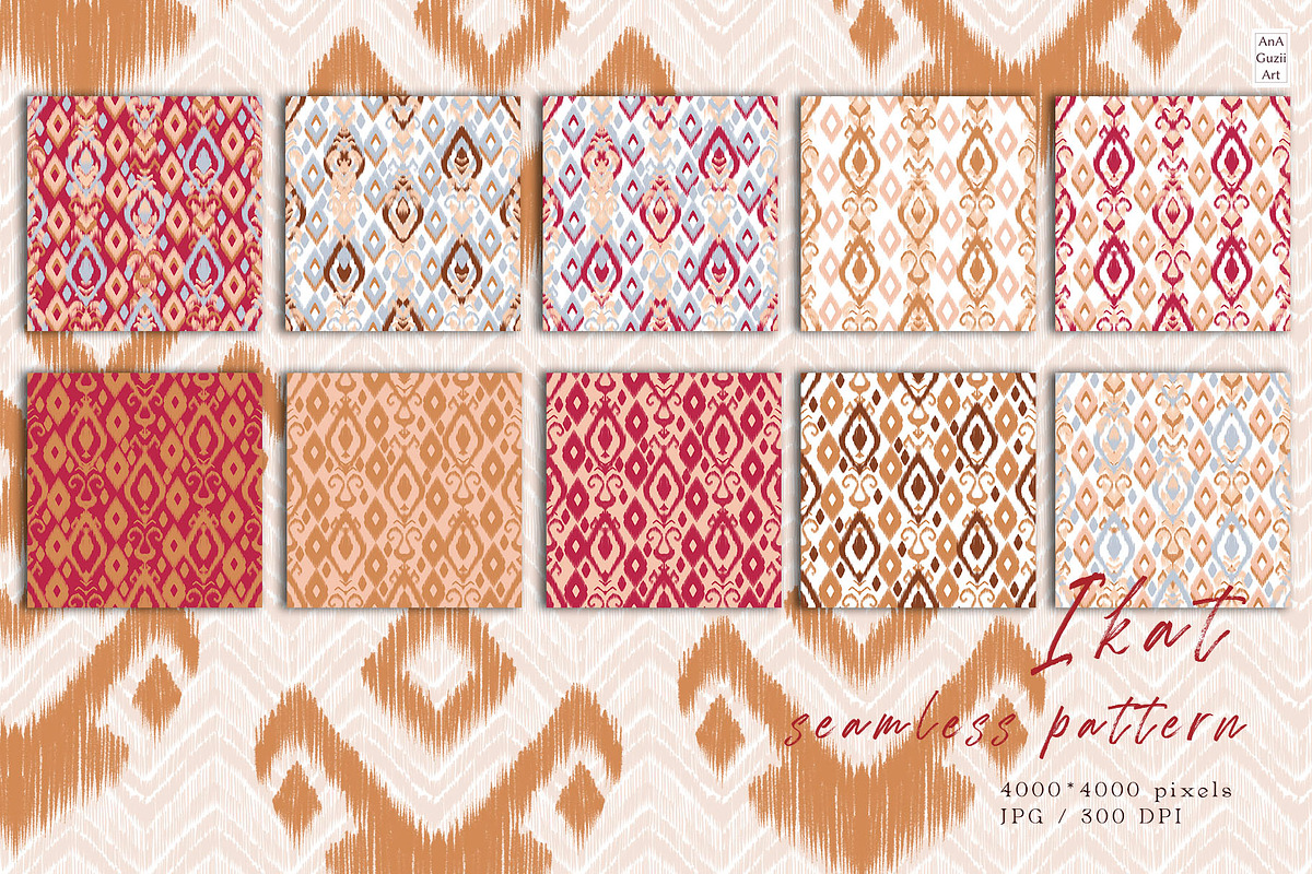 Ikat seamless pattern collection., a Pattern Graphic by AnaGuziiArt (Photo 10 of 11)