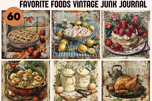 Favorite Foods Vintage Junk Journal, a Background Graphic by PrintHaven Designs