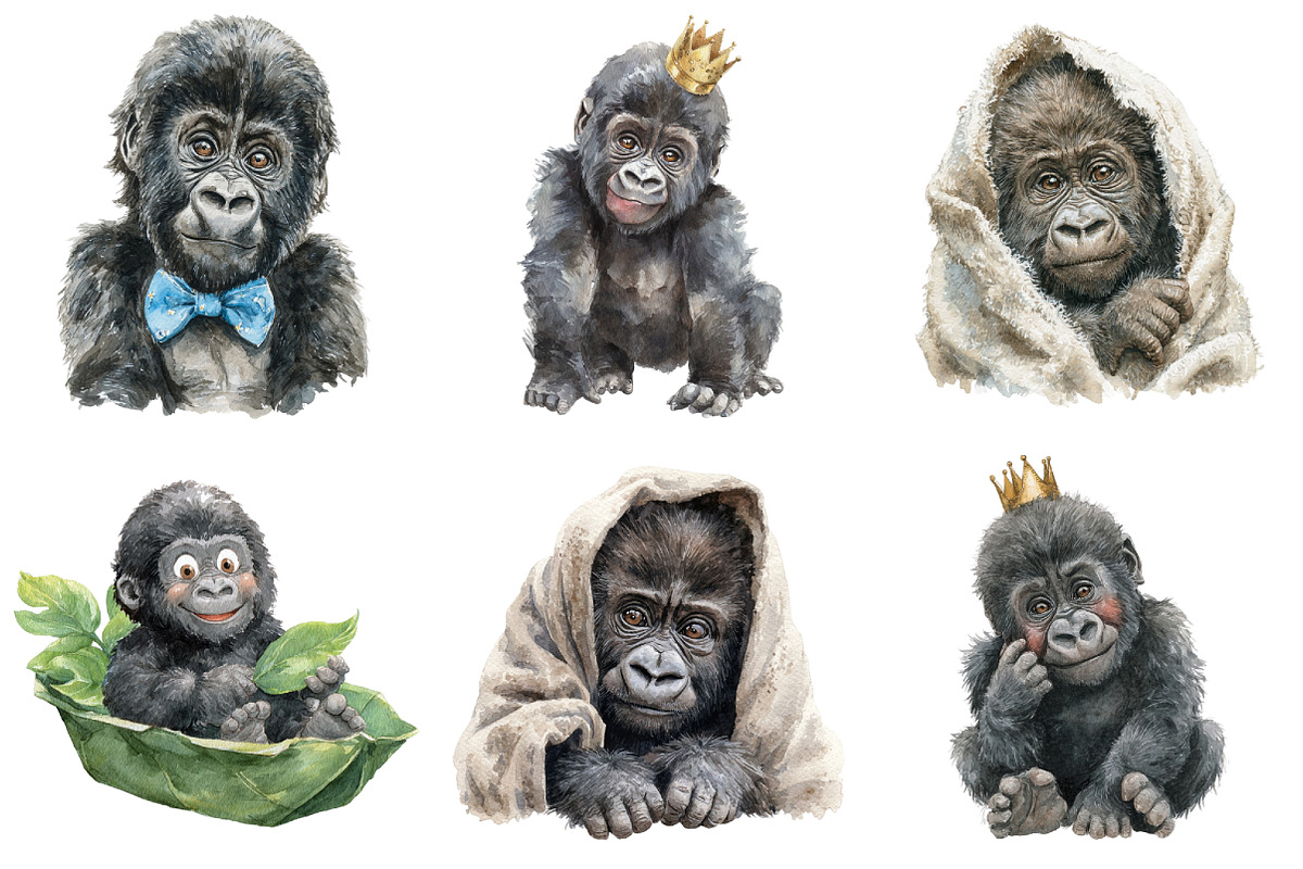Baby Gorilla Clipart., a Graphic by CitraGraphics (Photo 3 of 4)