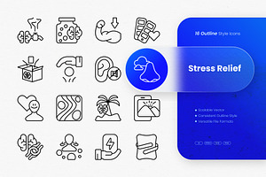 Stress Relief Outline Icons, an Outline Icon by cidcud_graphic