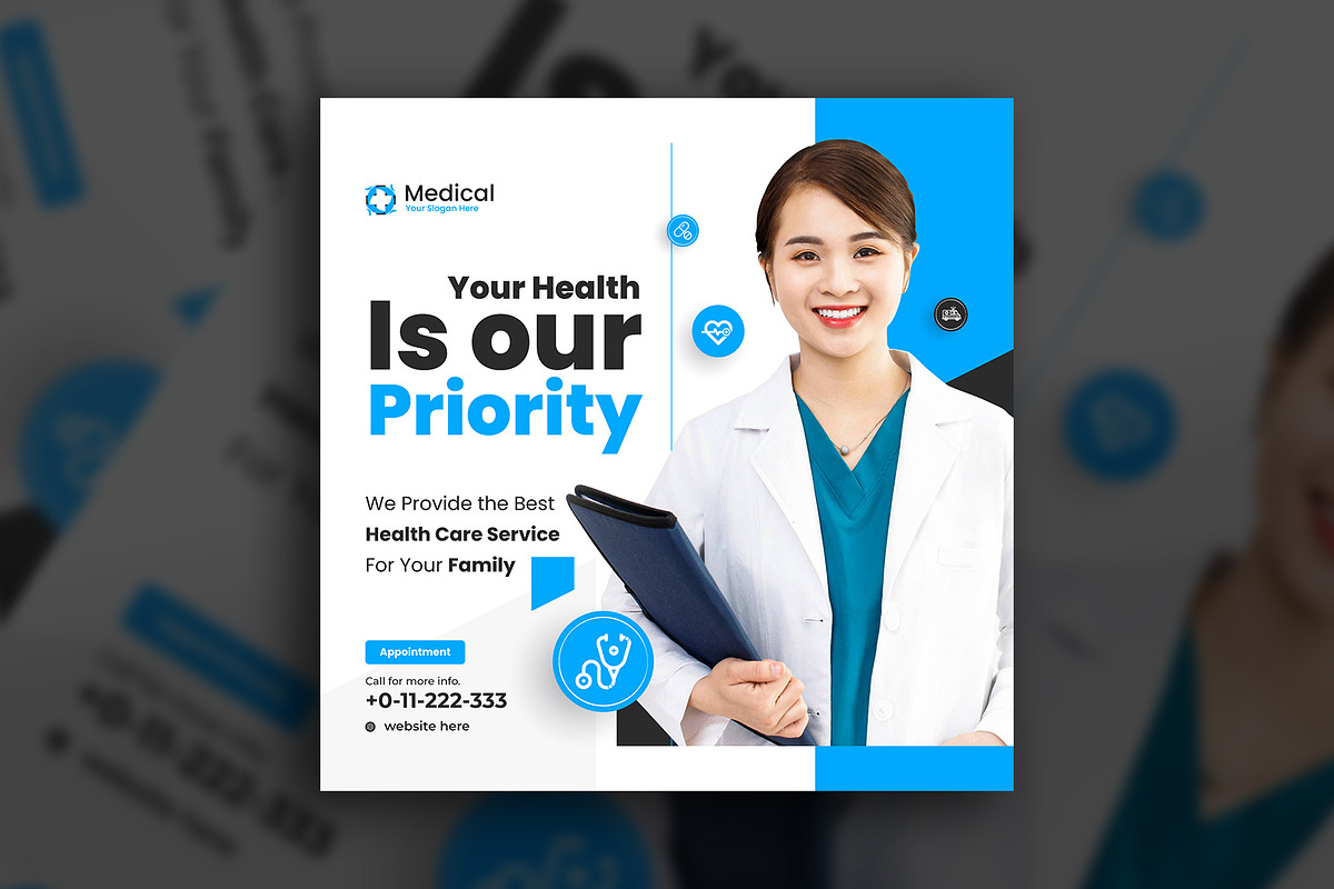 Healthcare medical social media post, a Social Media Template by Tanmoy Topu (Photo 11 of 11)