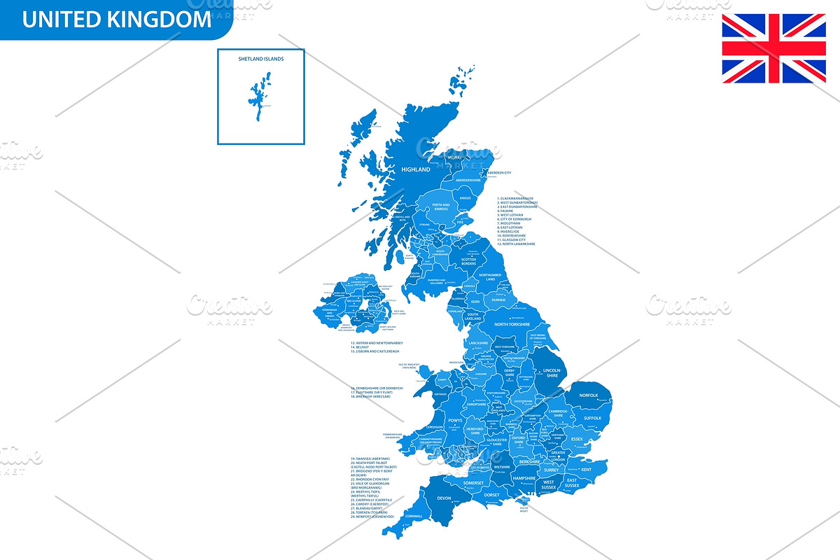 Detailed map of Great Britain, an Illustration by Vector Shop (Photo 1 of 5)