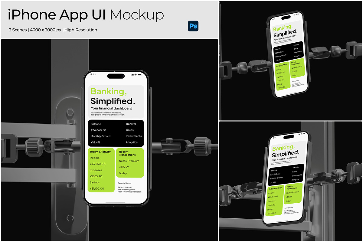 iPhone App UI Screen Mockup, an iPhone Mockup by Bartama Graphic (Photo 1 of 5)