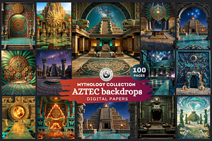 Aztec Backdrops Mythology Papers, a Background Graphic by ThatsDesignArt