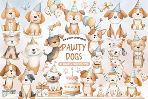 Pawty Dogs Clipart Bundle, an Animal Illustration by TatiMockup