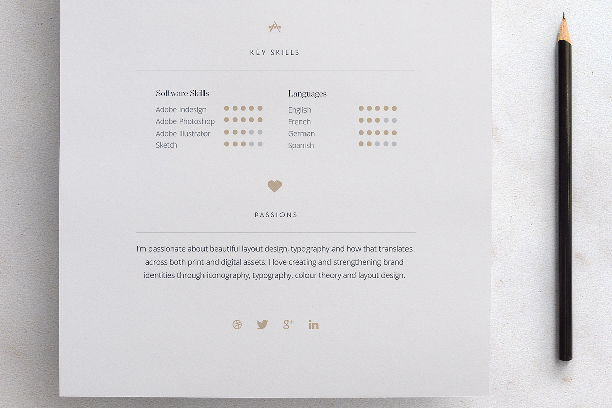 Elegant Rose Gold A4 Resume Template, a Resume Template by Mindful Mapbooks Co. (Photo 5 of 6)