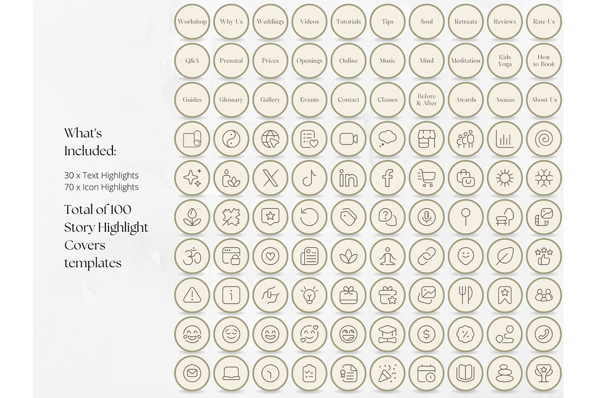 100 Yoga Story Highlight Covers, a Social Media Template by PatternLab. (Photo 2 of 9)