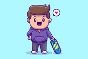 Cute Boy Playing Skateboard Cartoon, a Person Illustration by Catalyst Labs (Thumbnail 2 of 2)