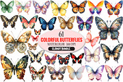 Colorful Butterflies Watercolor Set, an Illustration by Pixels.Craft (Thumbnail 1 of 11)