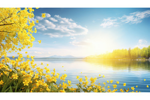 sky fresh yellow sunlight riverside, a Nature Photo by pikepicture