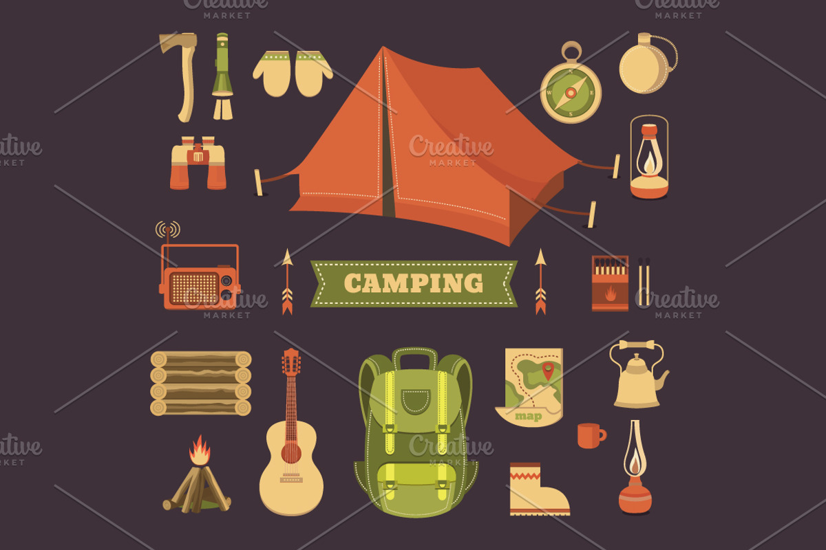 Camping illustrations and elements, an Illustration by Dasha Efremova (Photo 4 of 10)