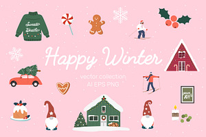 Happy Winter Vector Graphics