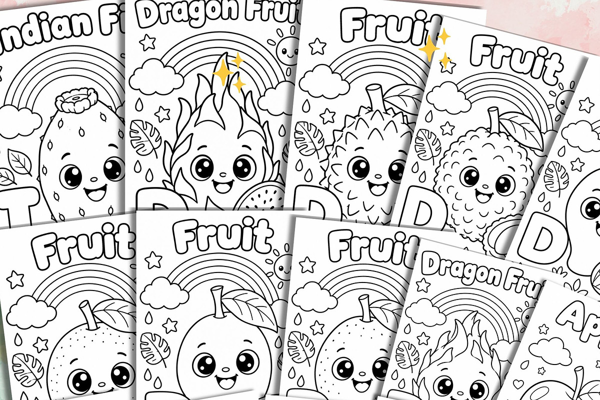 Fruit Coloring Book for Kids 30 Page, an Education Illustration by Mohammad Sarfaraz (Photo 1 of 3)
