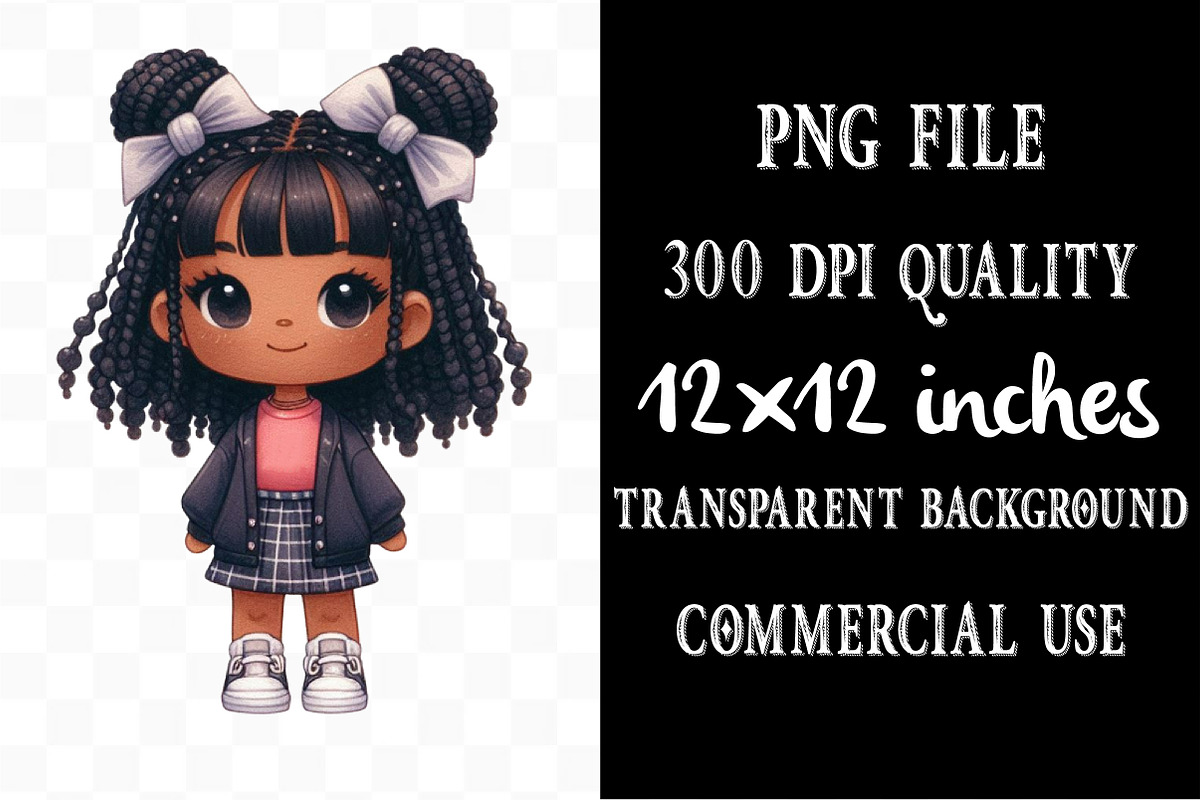 Juneteenth Black Chibi Girls Bundle, an Illustration by Designking (Photo 4 of 4)
