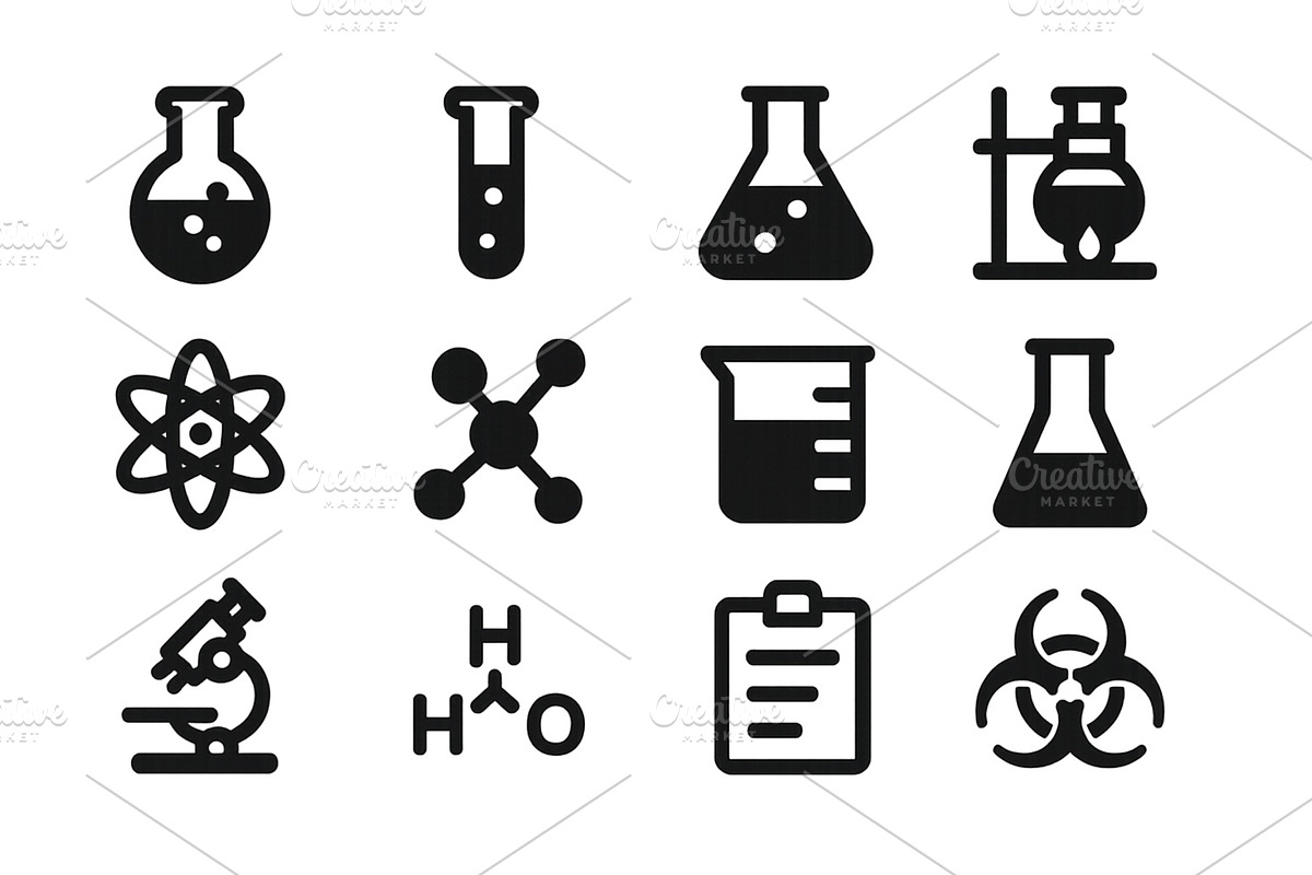 Set of science icons featuring, an Illustration by ZinetroN