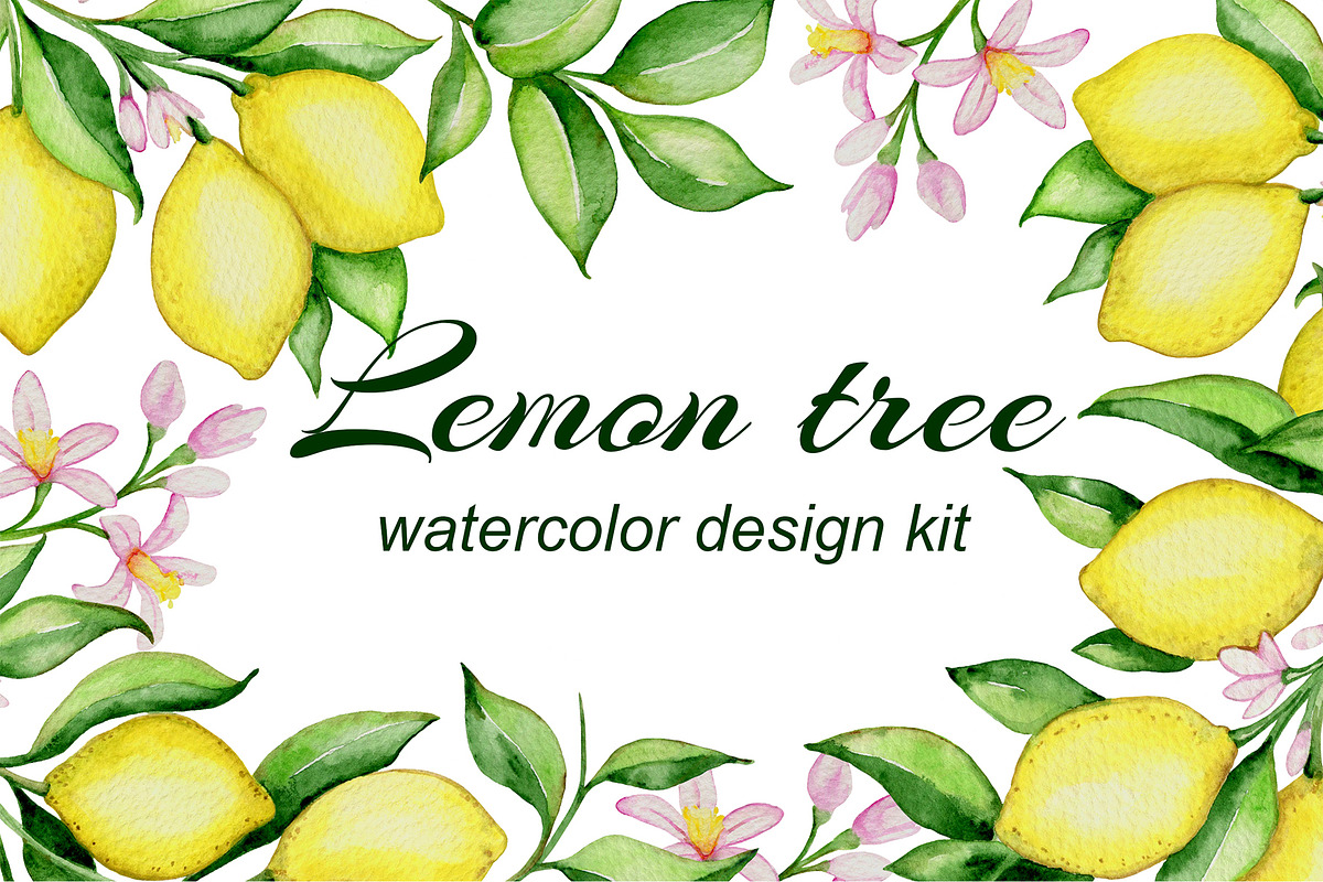 Lemon Tree Watercolor Design Kit, a Decorative Illustration by Artspace (Photo 1 of 8)