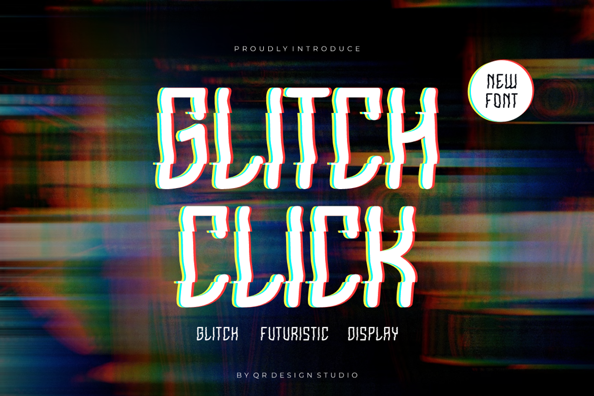 Glitch Click - Cyber & Glitch Font, a Sans Serif Font by QR Design Studio (Photo 1 of 6)