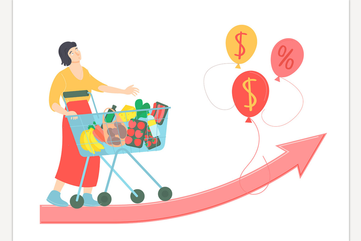 Food crisis, inflation, hunger, glob, a Food Illustration by Anna's Shop