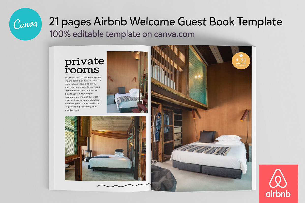 Airbnb Guest Book Canva template, a Templates & Theme by DeLaGranSiete (Photo 7 of 13)