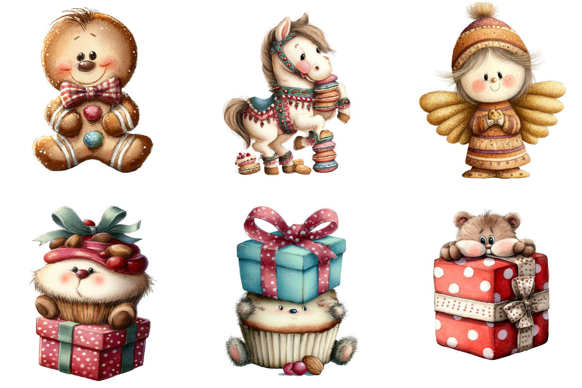Whimsical Christmas Clipart, an Illustration by DreamArtGraphic (Photo 2 of 5)