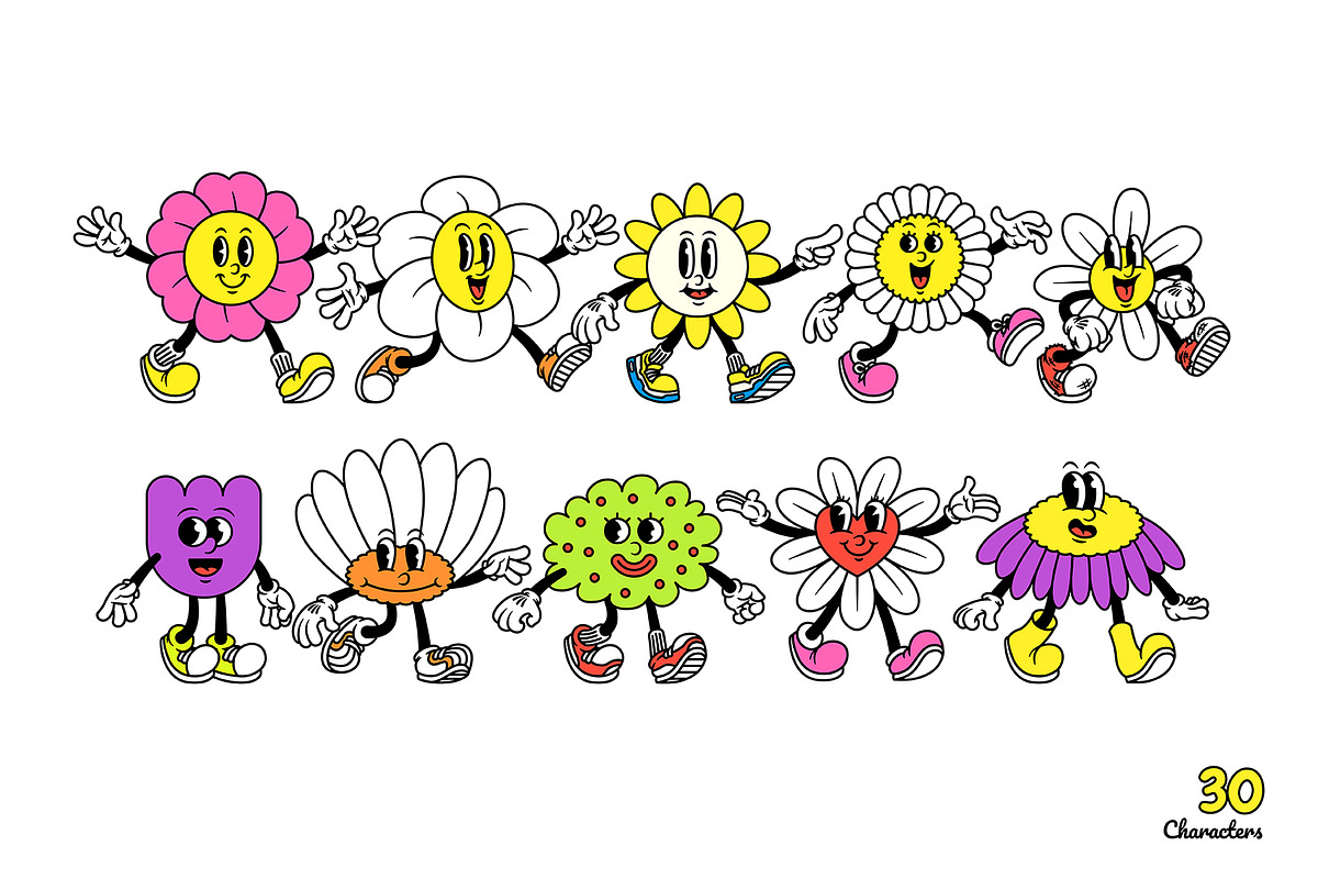 Floral Fellows Cartoon Characters, an Illustration by The Isian (Photo 3 of 14)
