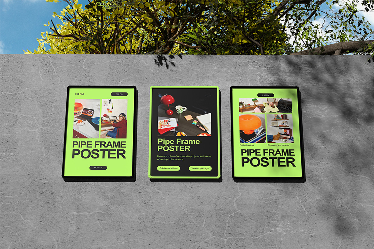 Pipe frame Poster Mockup, an Advertising Mockup by HanaSaka_Studio (Photo 3 of 5)