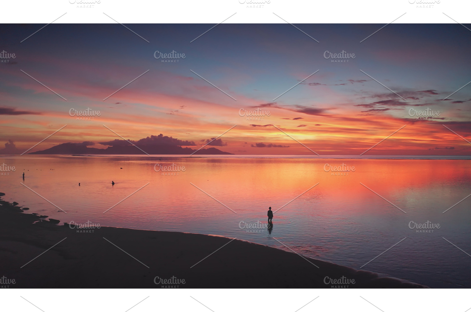 Man enjoying amazing sunset over, a Nature Photo by Goinyk